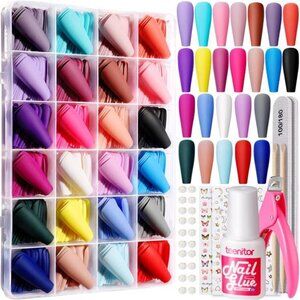Teenitor Long Press On Nails Coffin Fake Nails Long Ballerina False Nails